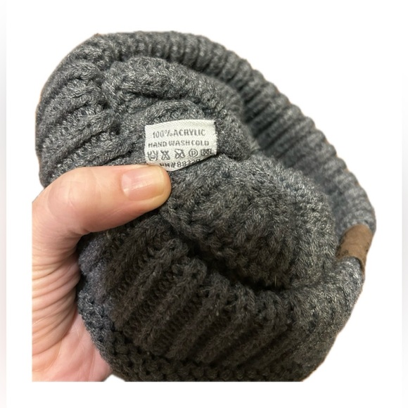 C.C Ribbed Knit Beanie. Gray. - Picture 8 of 9